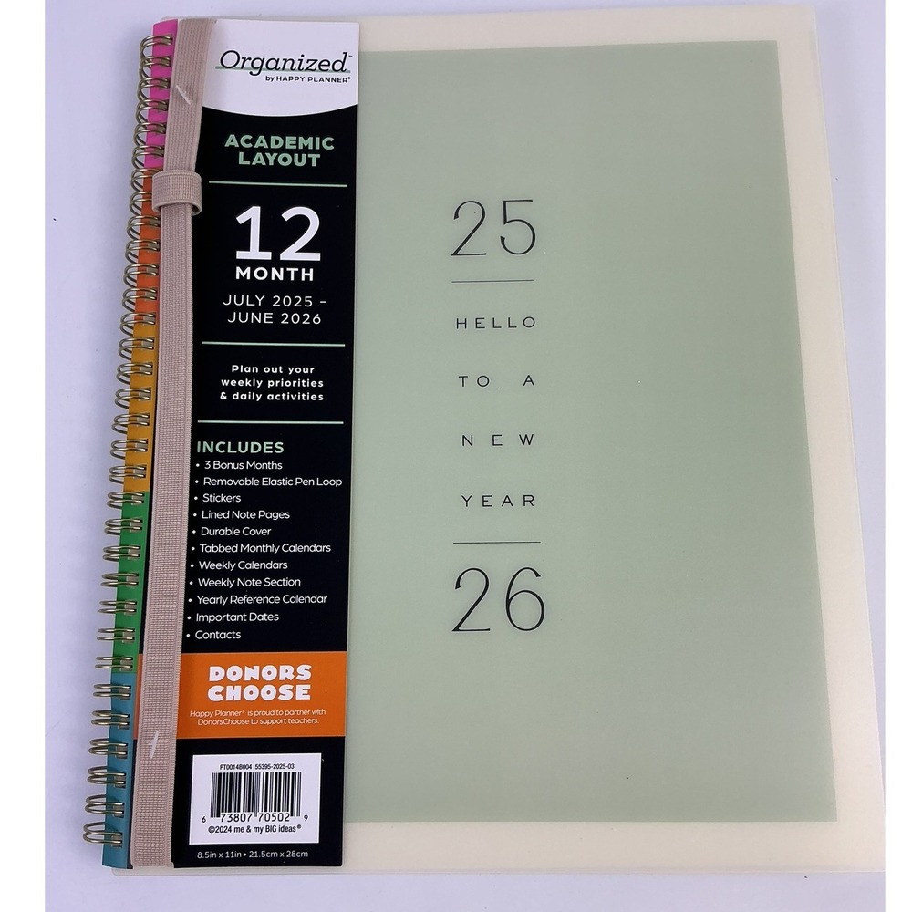 Happy Planner Academic Layout 12 Month Planner July 2025 June 2026